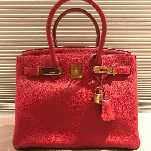 Hermes Birkin 25 Bag q5 Rouge Casaque Togo GHW