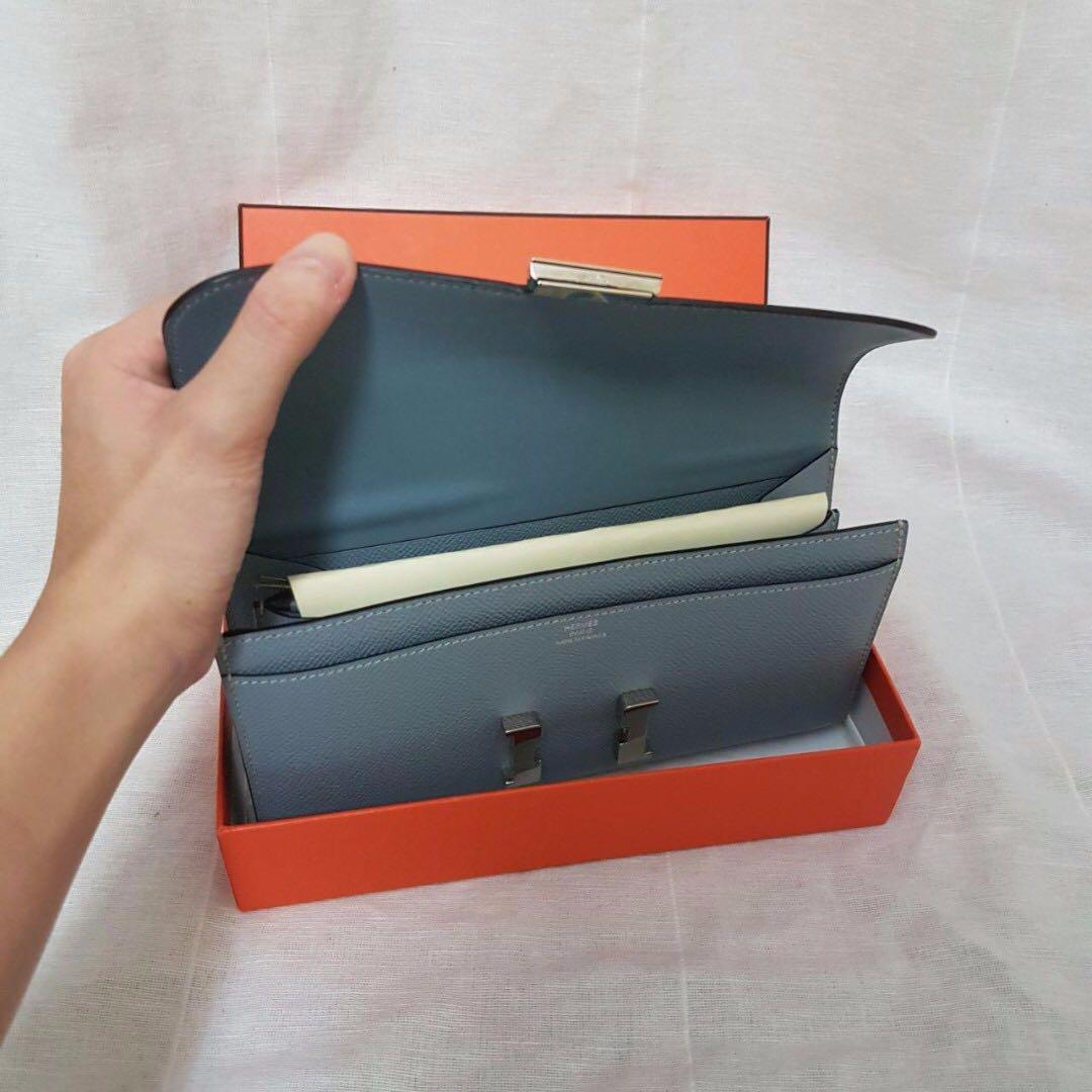 Hermès Bleu Electric Constance Long Wallet of Epsom Leather with