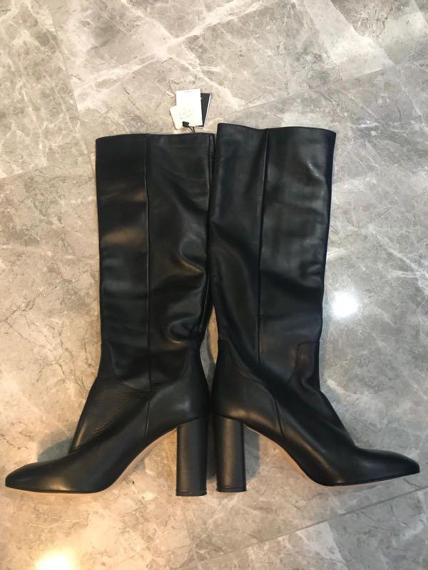 high heel leather boots zara