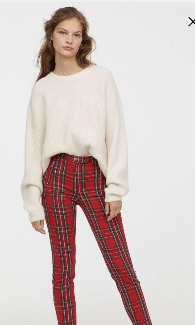 Red tartan trousers outlet h&m