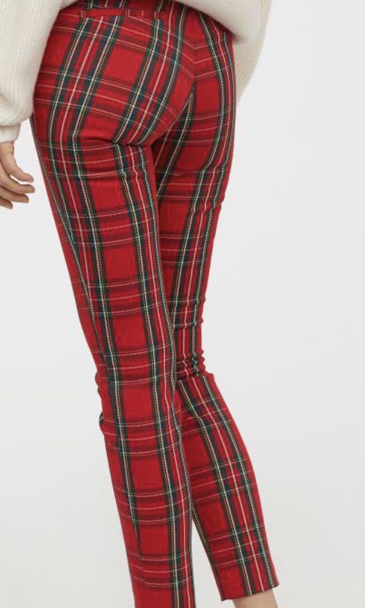 Red plaid pants new arrivals womens h&m