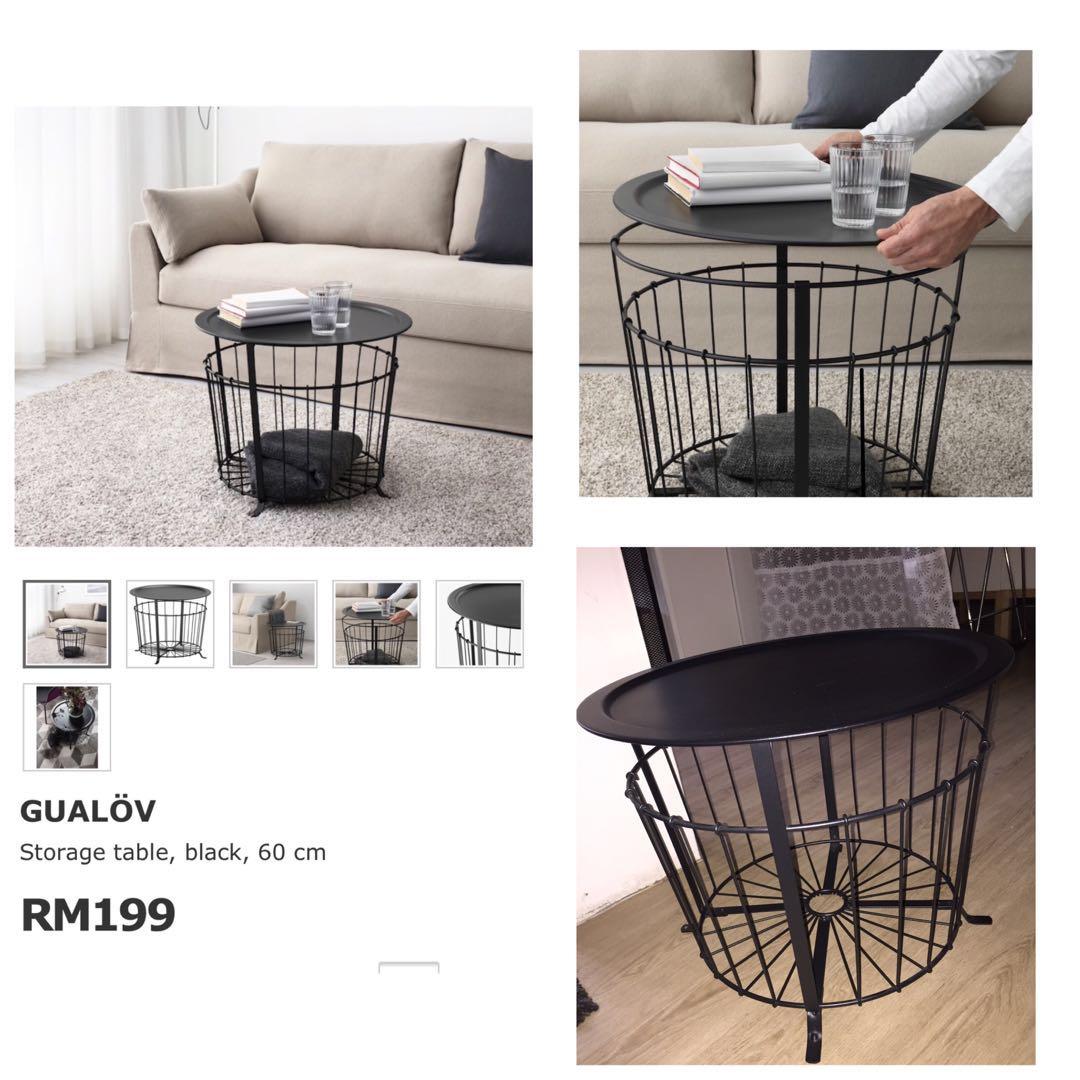 Ikea Gualov Storage Table Black 60cm