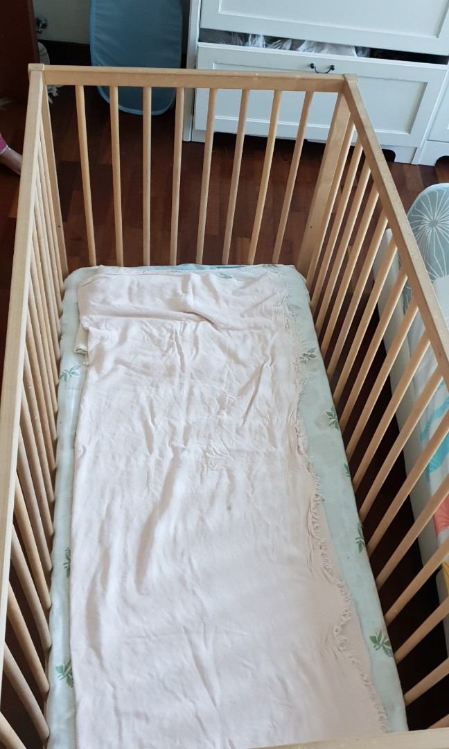 Ikea sniglar wooden baby cot + mattress, Babies & Kids, Baby Nursery