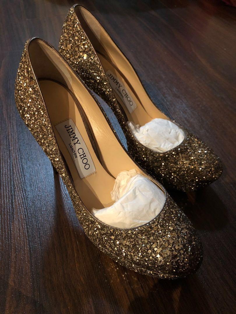 jimmy choo black and gold heels