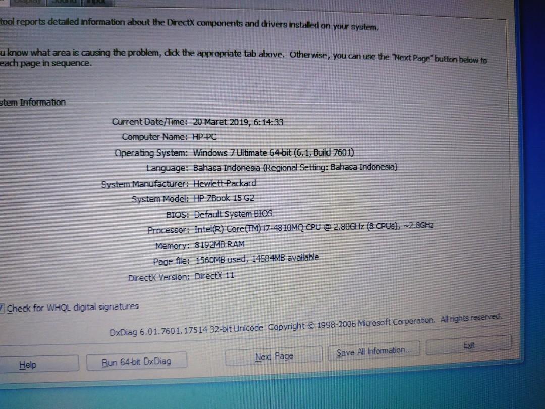 Mantap Hp Zbook15 G2 Core I7 Gen4 Ram 8 Gb Ssd 256 Gb Vga Dual Intel Hdd Vs Nvidia Quadro K2100m 2gb 128bit Ddr5 Full Hd Batre Ok Body Mulus Kibor Lampu