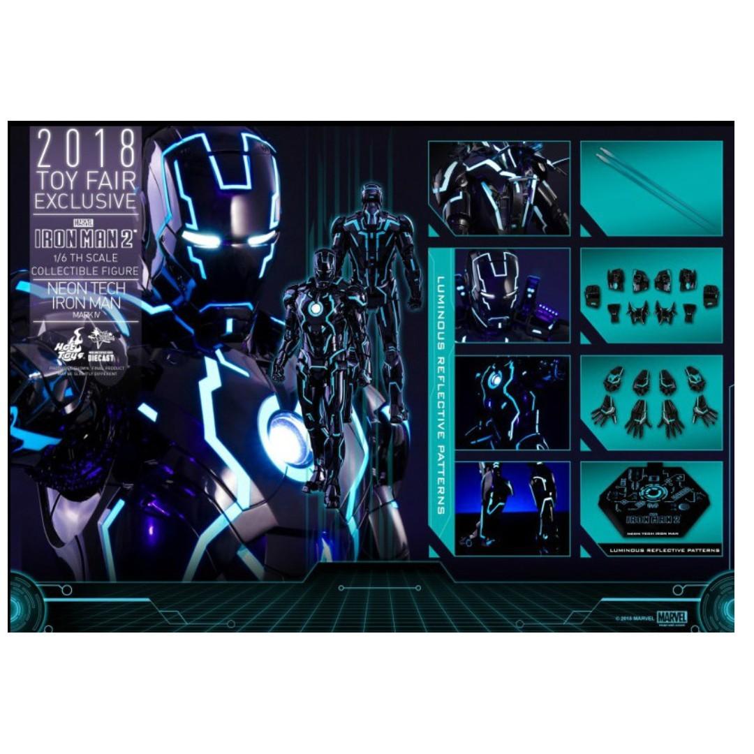Hot Toys Neon Tech Iron Man Mark IV MK4 Toy Fair MMS485D24 MMS485 D24