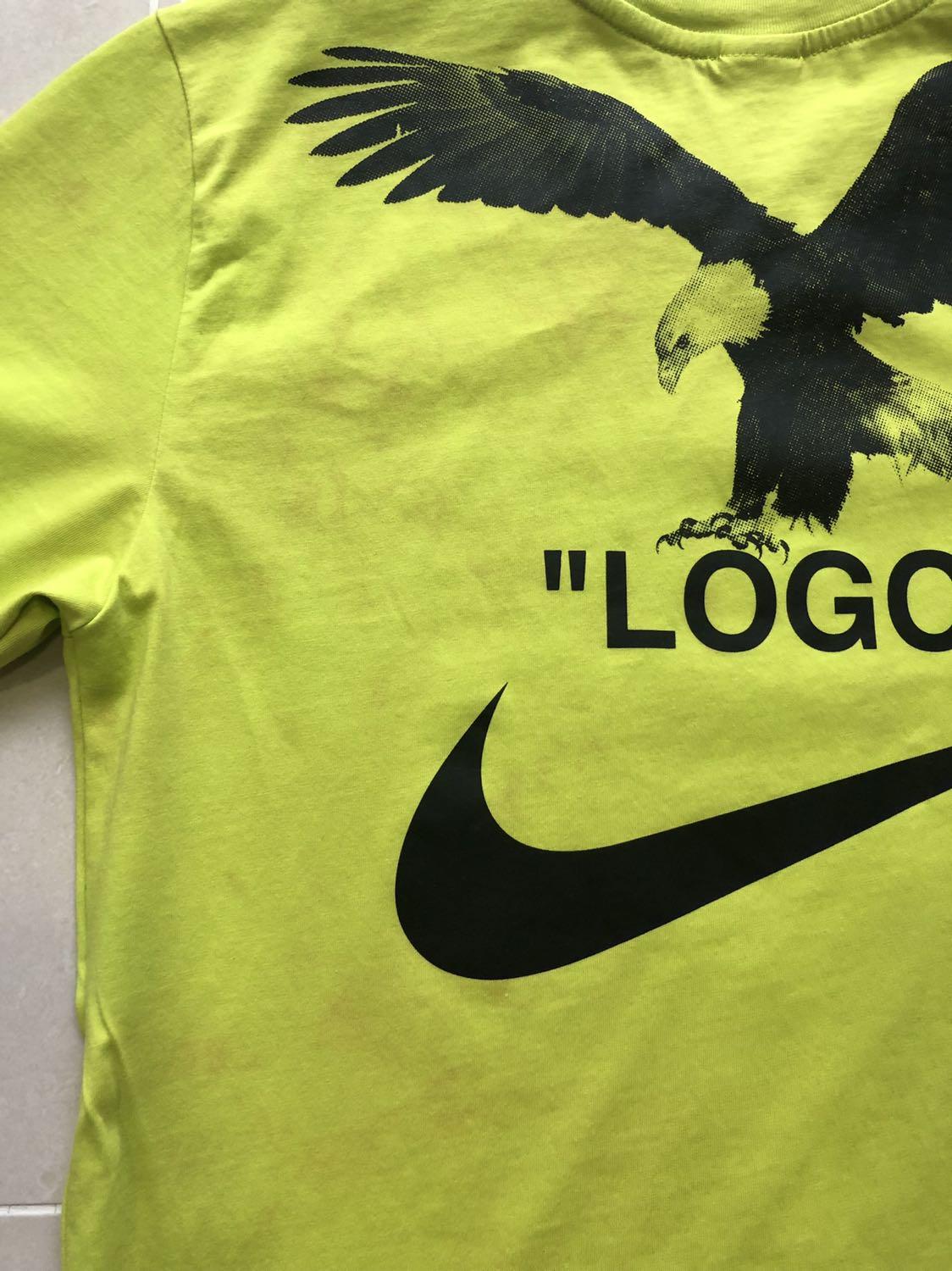 Nike x Off White Volt Neon Green Tee Men s Fashion Tops Sets