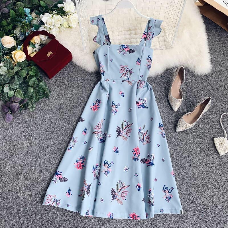 Paris Floral Midi Dress Office Work Maxi Ladies Dress French