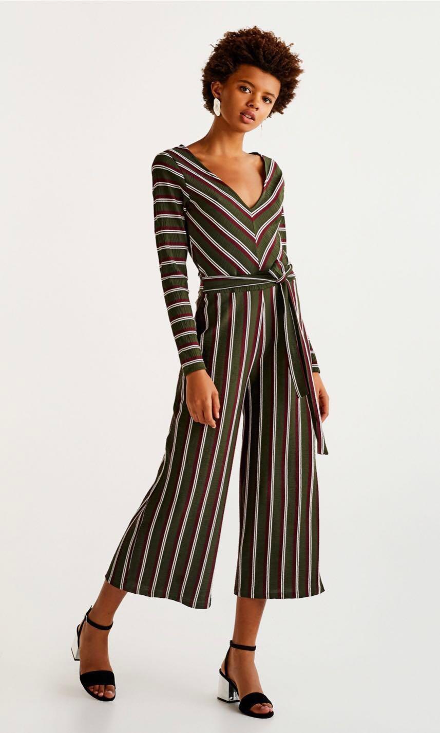 pull and bear striped jumpsuit