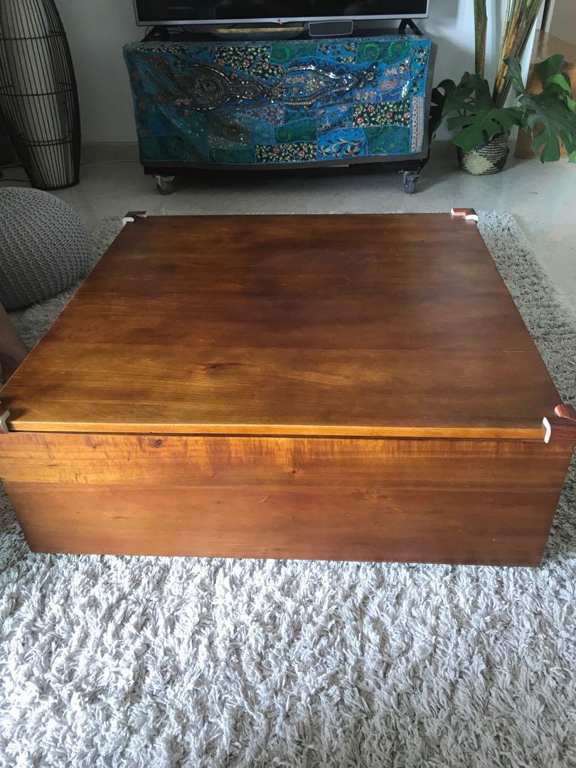 Solid Teak Wood Coffee Table W Drawer Furniture Tables Chairs