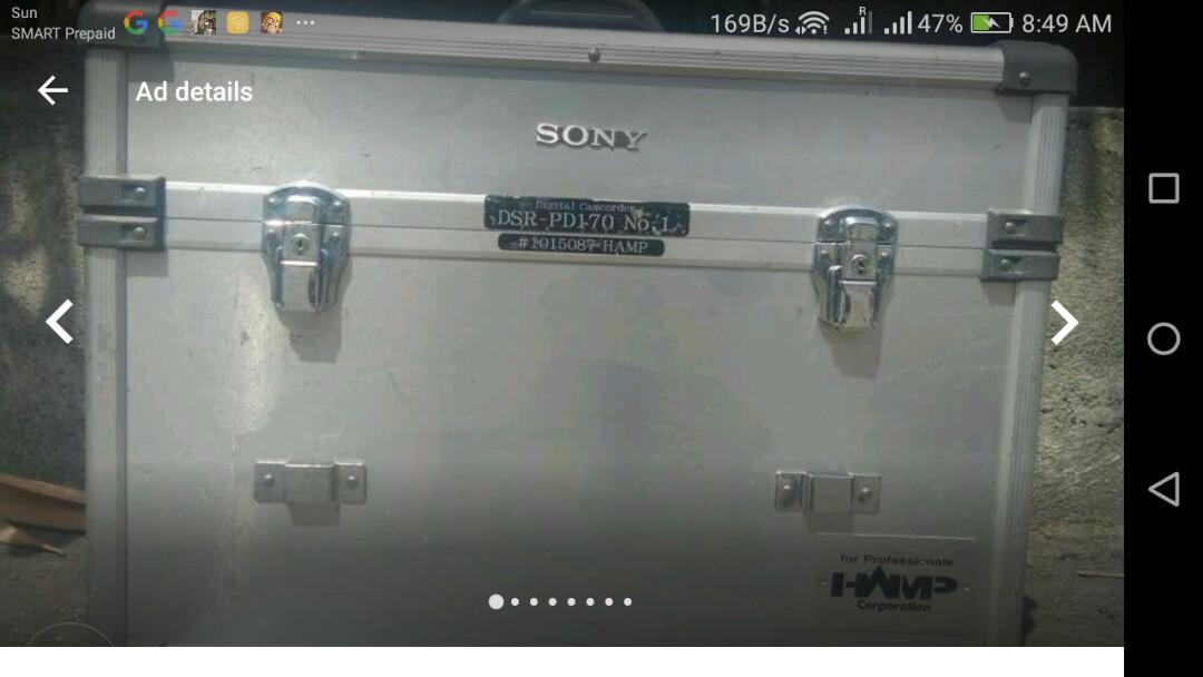 Sony digital camcorder aluminum case bag (Category: Video Cameras) located in Malabon City. Submitted by immortalpicker (Listing ID 220214088, Image 1). Description: Sony digital camcorder aluminum case 2nd hand, with scratches outside height 14 1/2 inches Width 9 3/4 inches Length 20 3/4 inches Inside height 12 inches Width 8 1/4 inches Length 19 1/4 inches Meet up puregold monumento please Im not always online you can call or text me if interes