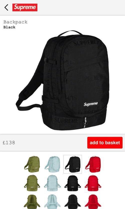 supreme ss19 backpack black