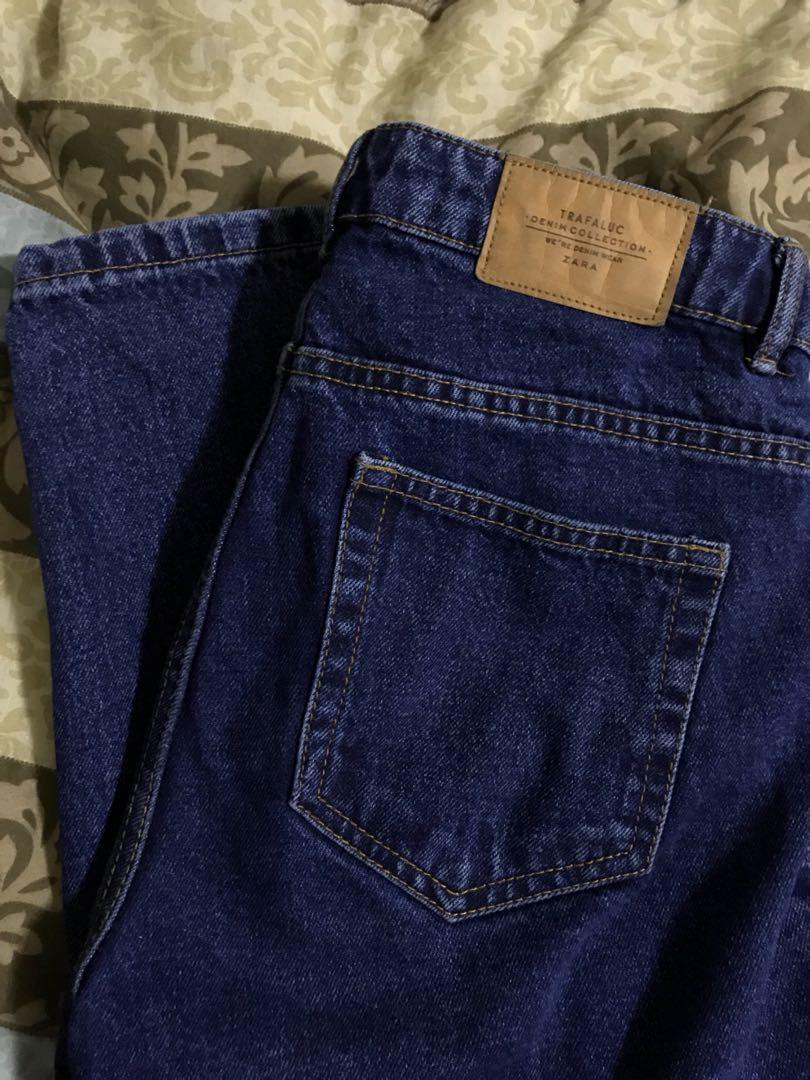 zara mom jeans dark blue