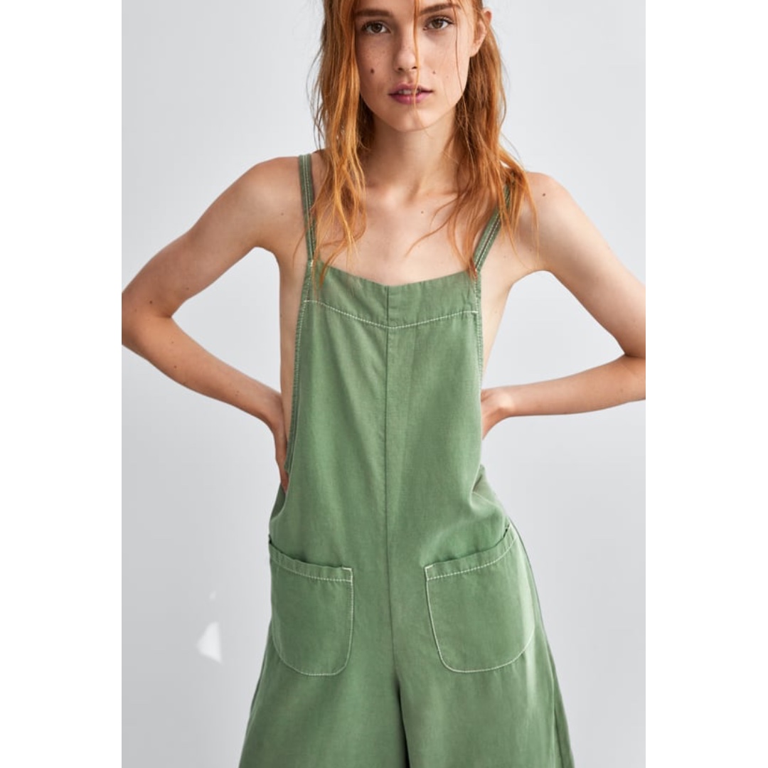 zara green jumpsuit