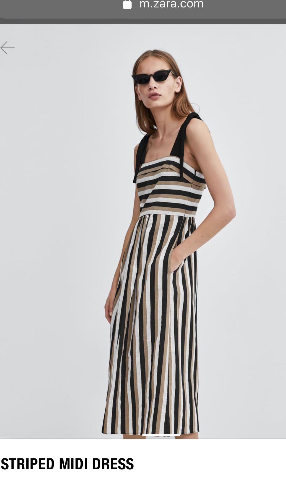 zara striped midi dress