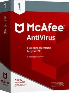 mcafee antivirus 1 year 1 pc