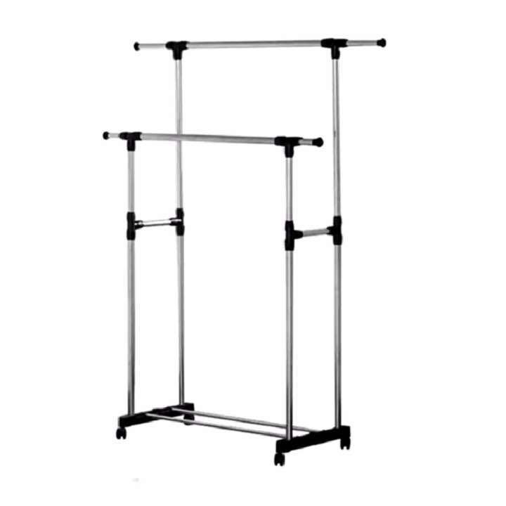 AdjustGarment Rack Heavy Duty Clothes Hanger (Category: Clothes Drying Rack) located in Manila. Submitted by MCstore (Listing ID 172541267, Image 3). Description: Adjustable Rolling Garment Rack Heavy Duty Clothes Hanger Portable Rail Rack ✔️Front and Back Bar Adjustability Range: 39-65inches in height ✔️Overall depth from the front to back of base legs: 41.5cm / 16.3\" ✔️Materials: Stainless Steel and Plastic ✔️Width Adjustability Range: 35-55in