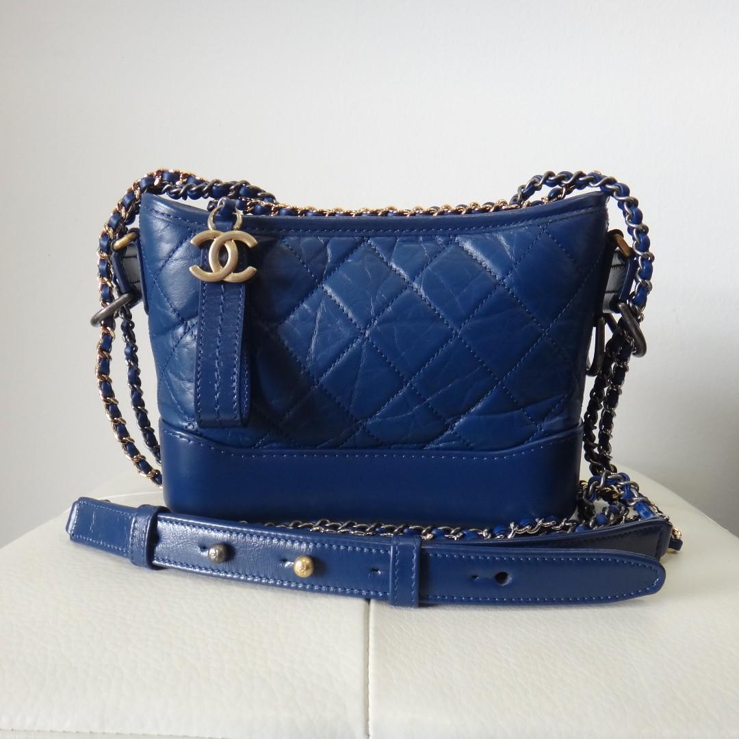 Chanel Gabrielle Small Hobo Bag Blue Black - NOBLEMARS