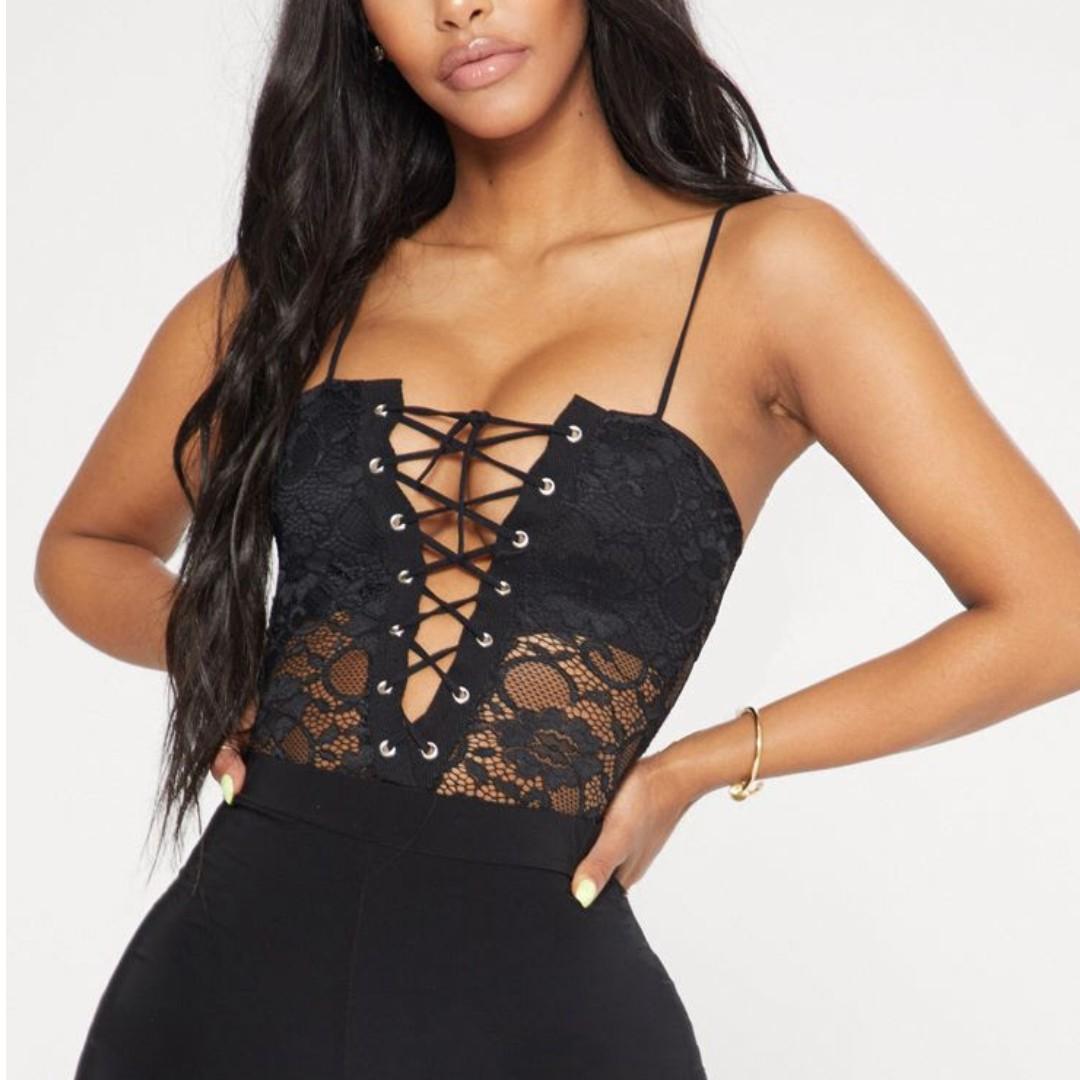 Lace bustier bodysuit, Women's Fashion, Tops, Sleeveless on Carousell