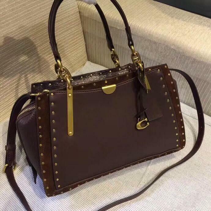 Coach Border Rivets Mixed Leather Dreamer Satchel Clearance SAVE