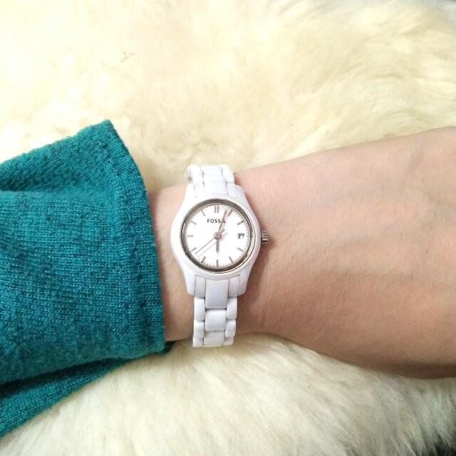 Women's white ceramic fossil watch best sale