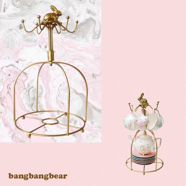 Golden Retro Bunny Cup Holder European Coffee Cup Rack Hanging 6 Cup Teapot Coffee Pot Cup Shelf Furniture Home Decor Antiques On Carousell