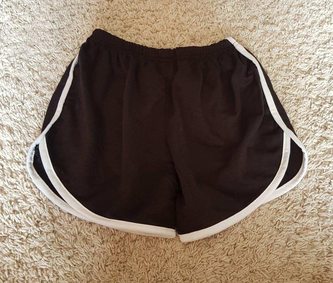 Grace set lounge wear black runner shorts with white lining and grey ribbed button up crop top Women s Fashion Tops Other Tops on Carousell