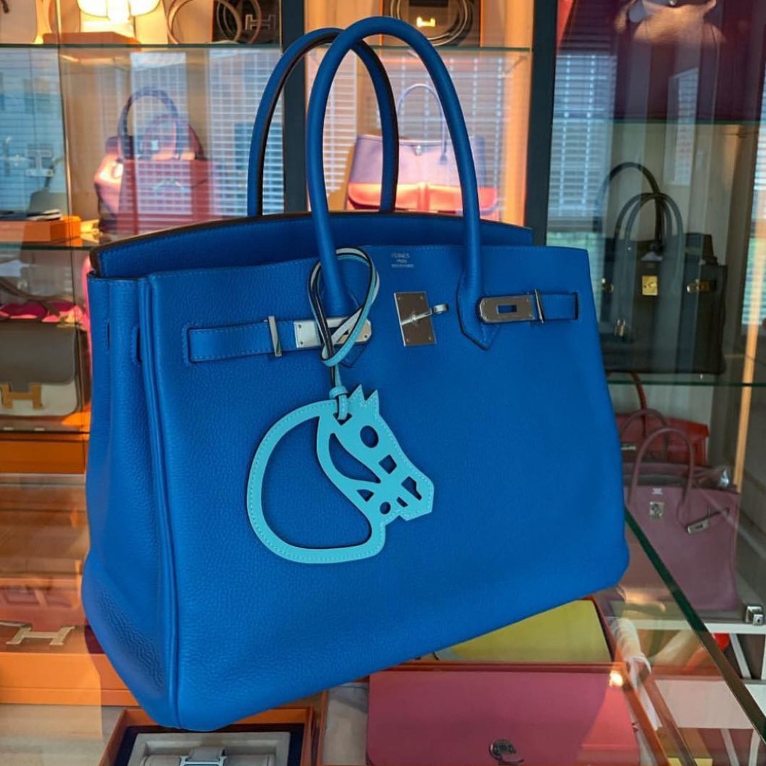 Hermes birkin bags blues for the day 35 Mykonos 35 blue Tempete with ghw  35cm candy Celeste with Mykonos interior 3…