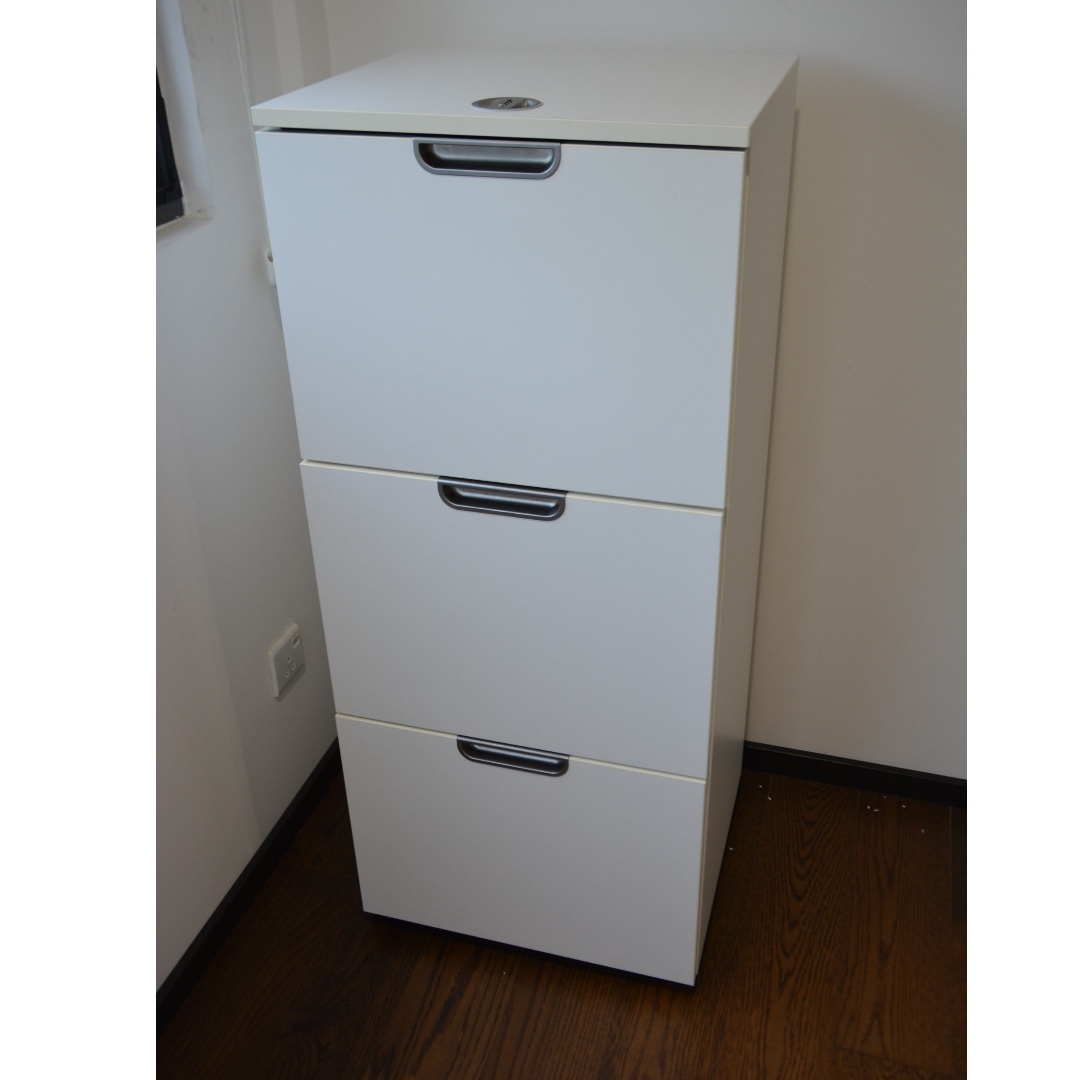 IKEA Galant Three Drawer Lockable Filing in White, Furniture