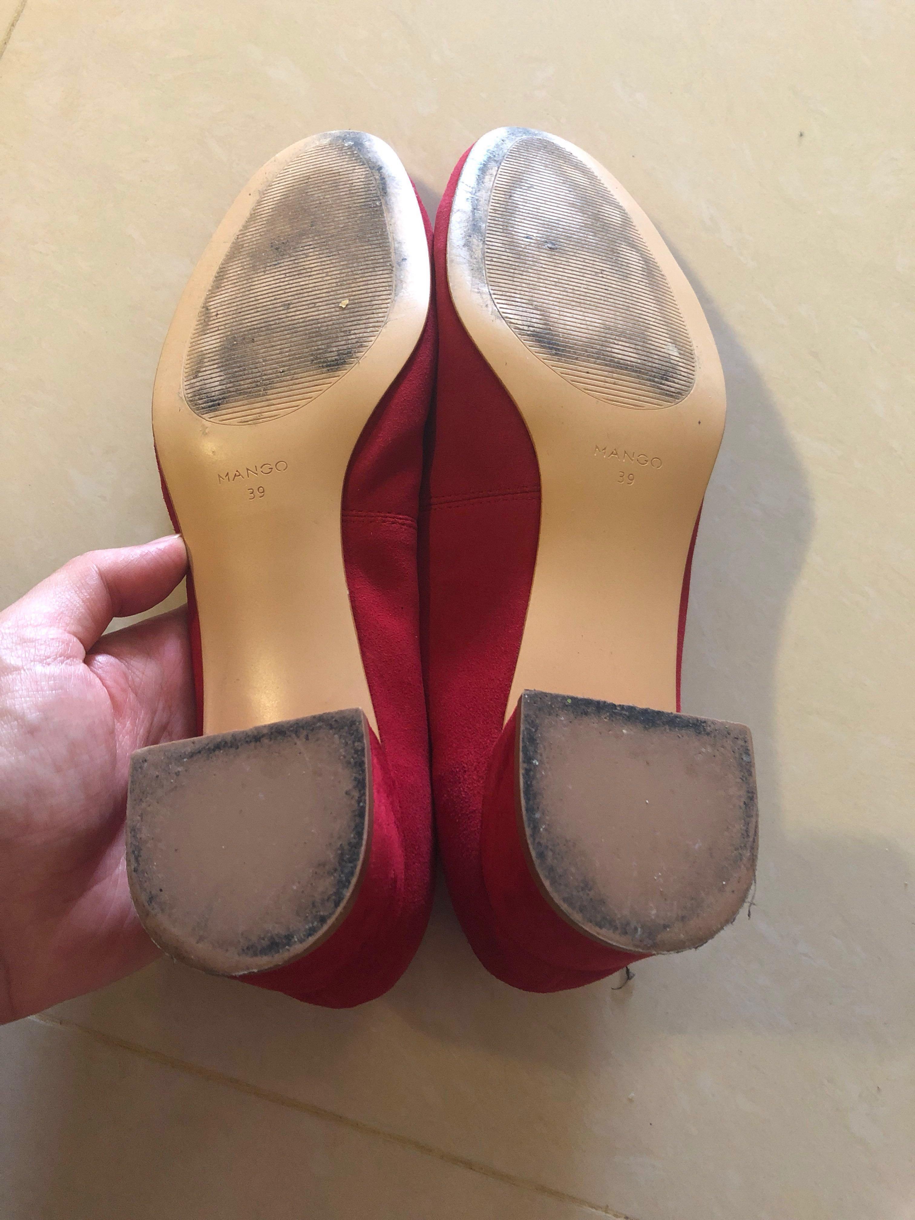 Mango Classic Red Suede Block Heel