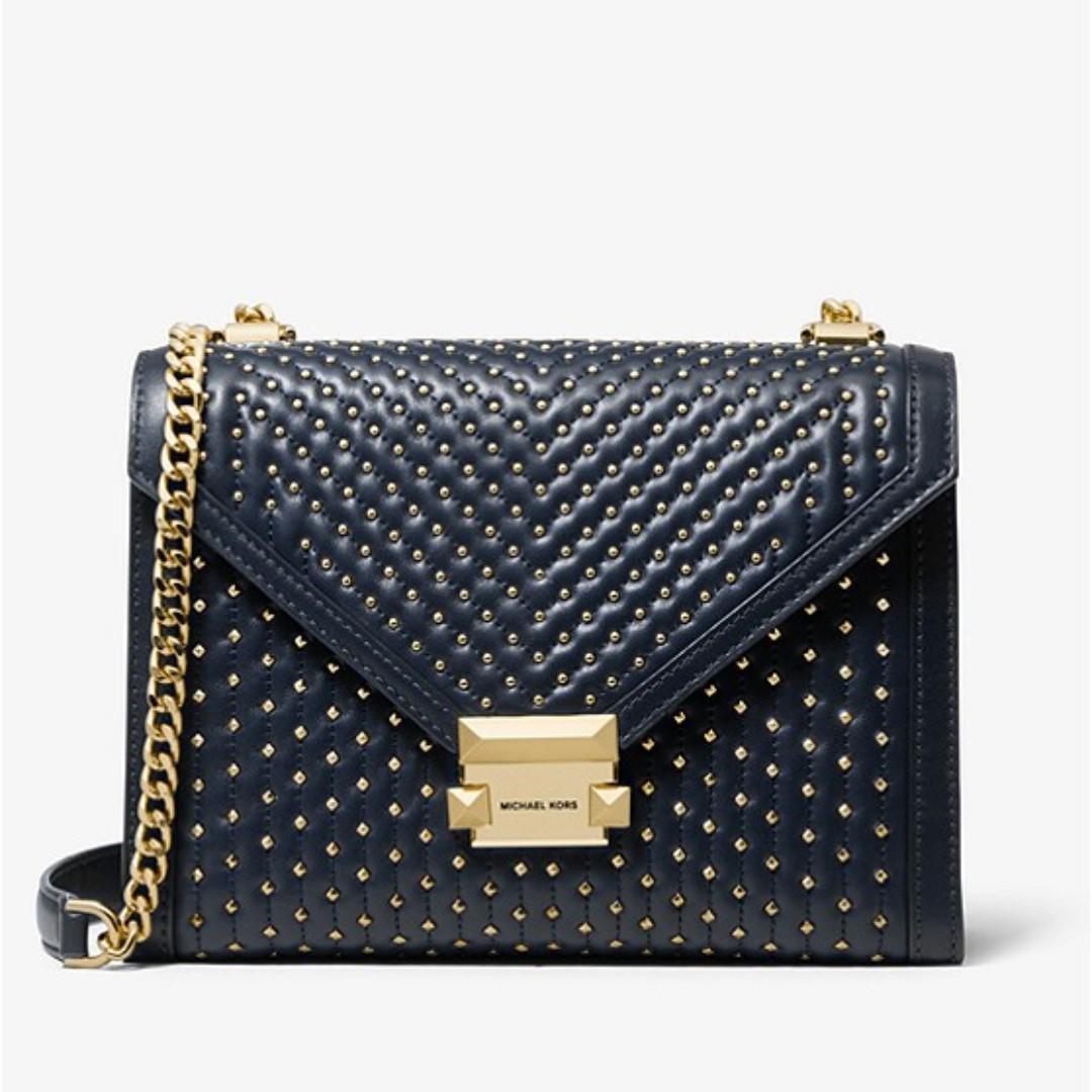 whitney large studded leather shoulder bag