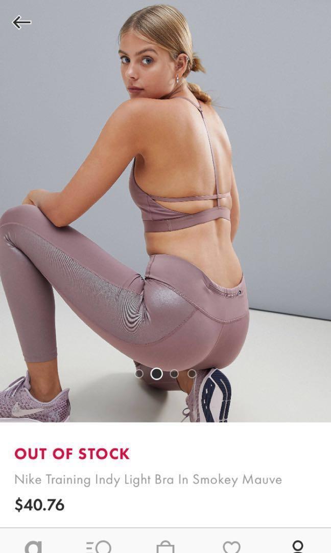 Nike training Indy light sports bra in Smokey mauve size M