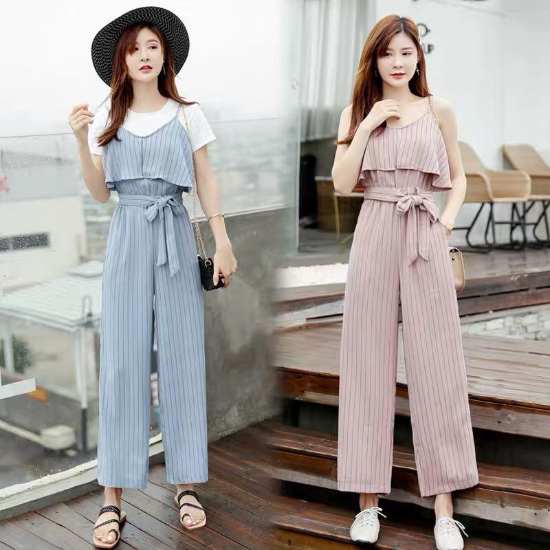 pastel striped jumpsuit