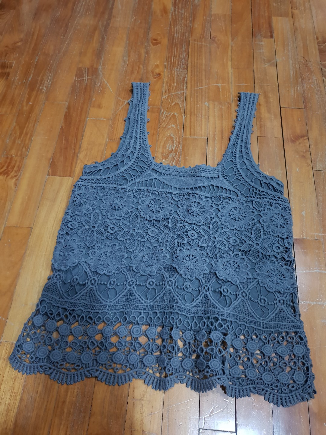 grey crochet top