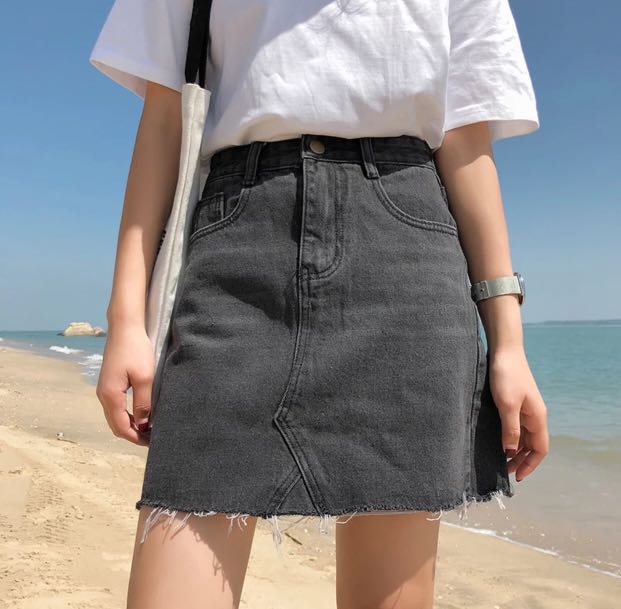 [PO] Ulzzang Korean A-line Denim Skirt /C/, Women's Fashion, Bottoms ...