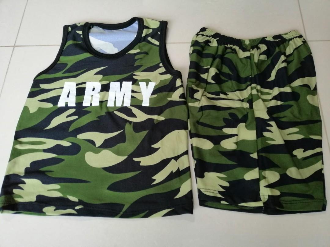 Singlet sets (Category: Babies & Kids Fashion) located in Singapore. Submitted by greykiki (Listing ID 220433256, Image 2). Description: Nice camo singlet sets for your boys. Each colour only have 1 sets.. Hurry while stock last.. Delivery can be arrange at a nominal fee...