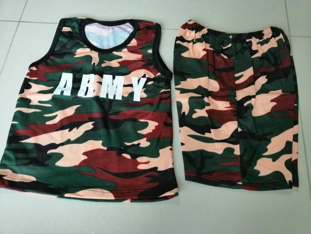 Singlet sets (Category: Babies & Kids Fashion) located in Singapore. Submitted by greykiki (Listing ID 220433256, Image 1). Description: Nice camo singlet sets for your boys. Each colour only have 1 sets.. Hurry while stock last.. Delivery can be arrange at a nominal fee...