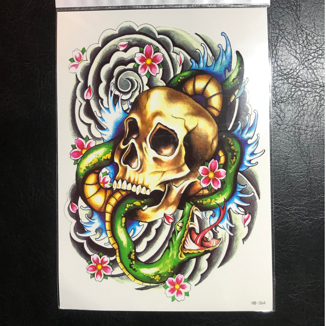 Traditional Japanese American Skull Snake Cloud Sakura Cherry Blossom Half Sleeve Temporary Tattoo Sticker Health Beauty Makeup On Carousell,Death Note L And Light Drawing