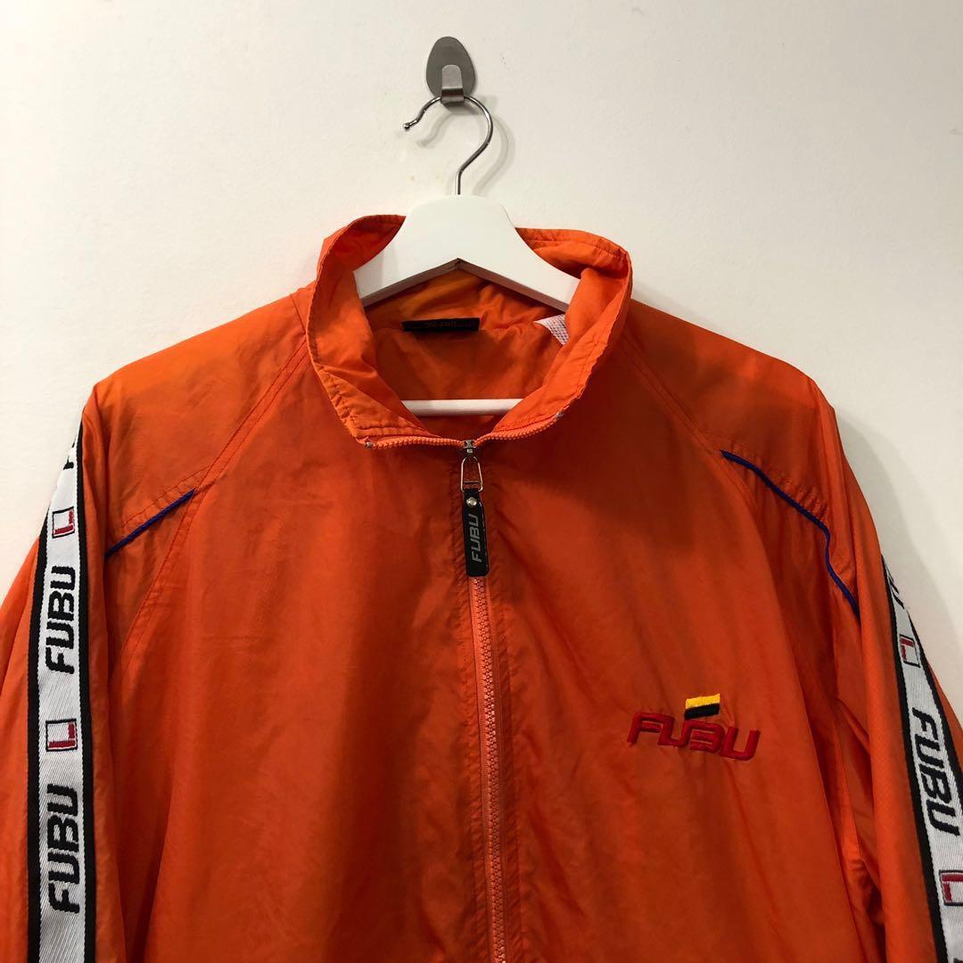 VINTAGE ORANGE FUBU 92 SPORTS WINDBREAKER Men s Fashion Coats
