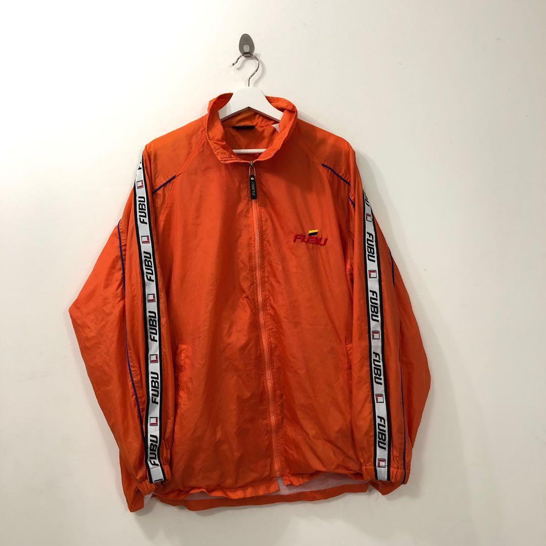 VINTAGE ORANGE FUBU 92 SPORTS WINDBREAKER