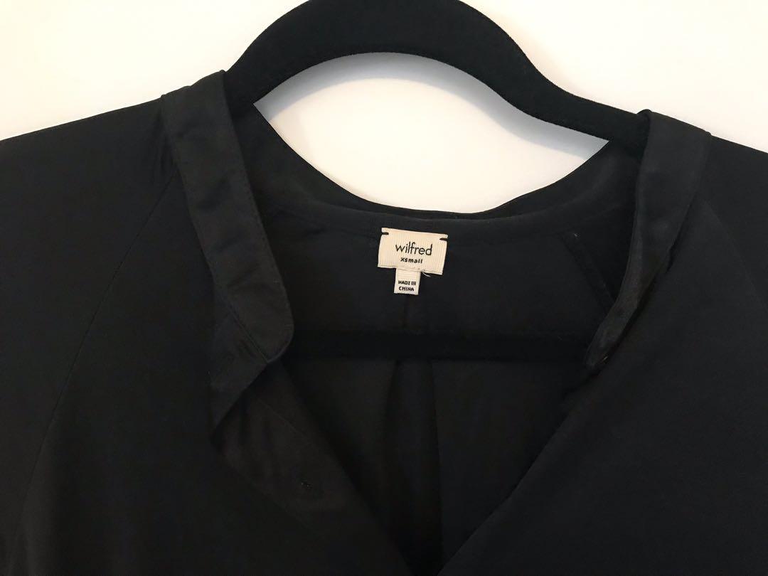 Wilfred (Aritzia) Long-Sleeve Black Shirt Dress XS, Women's Fashion, Clothes  on Carousell