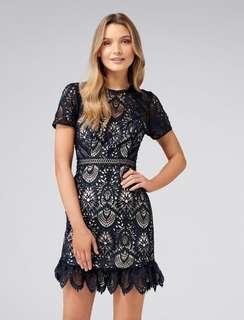 ORI Forever new austin fit and flare lace dress in navy