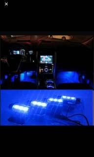 12V DC 4 Unit Blue LED Floor Light with Car Plug