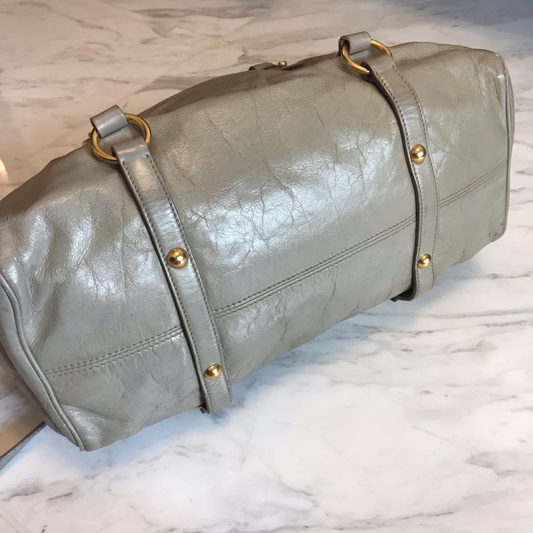 MIU MIU Vitello Lux Large Bow Bag Mughetto 1299300