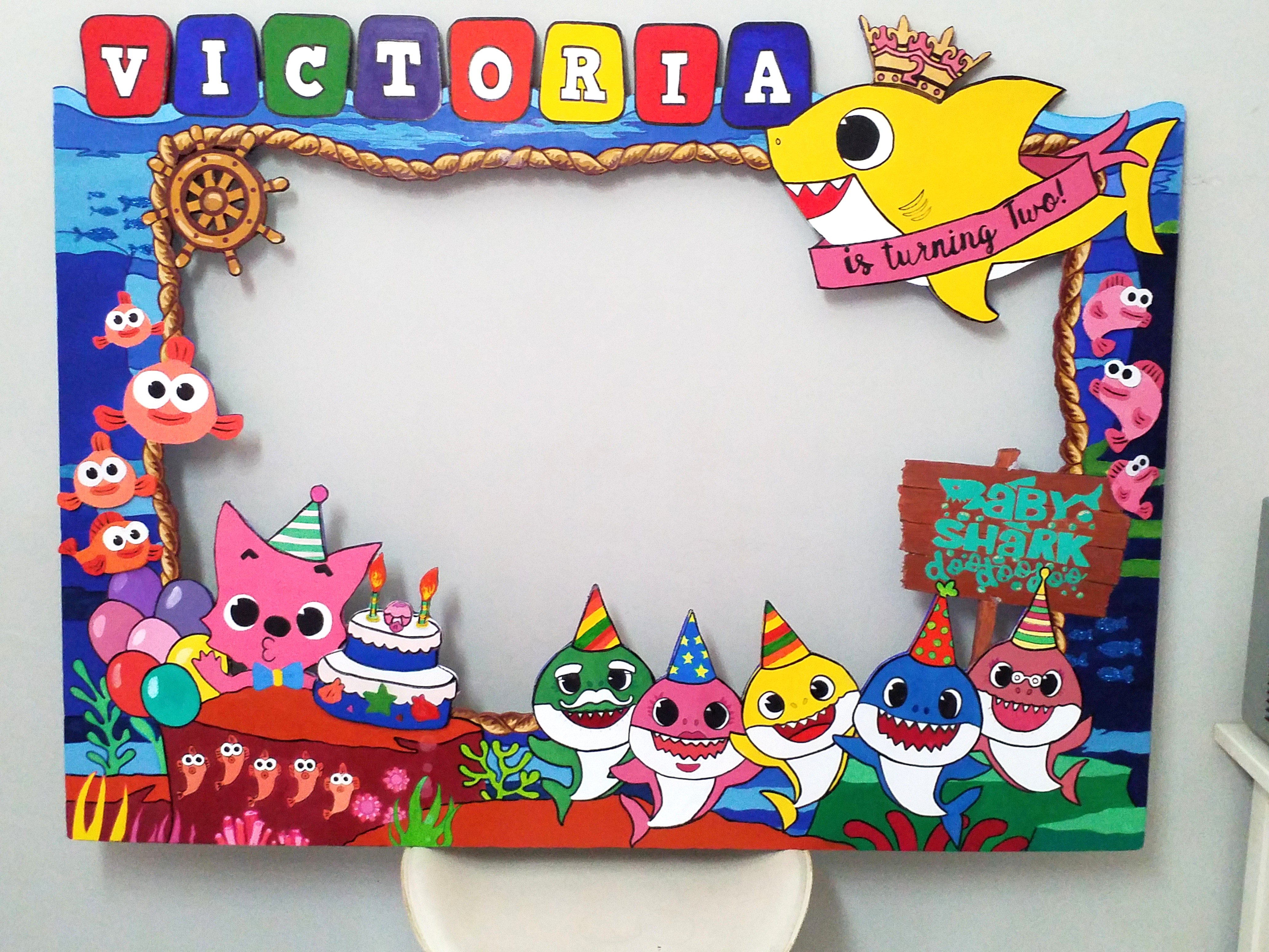 BABY SHARK THEMED PHOTOBOOTH FRAME, Babies & Kids, Toys & Walkers on