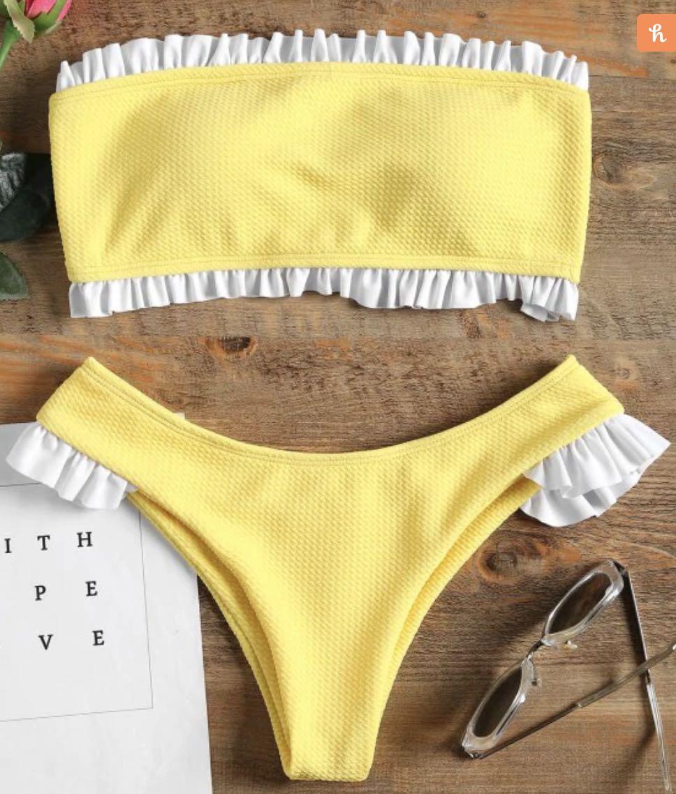 yellow ruffle bikini