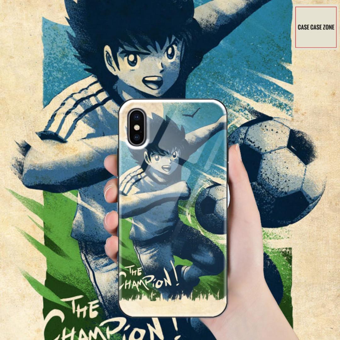 Captain Tsubasa足球小將卡通玻璃面手機殼 (iPhone) **, 手提電話, 電話及其他裝置配件, 手機套及手機殻-  Carousell