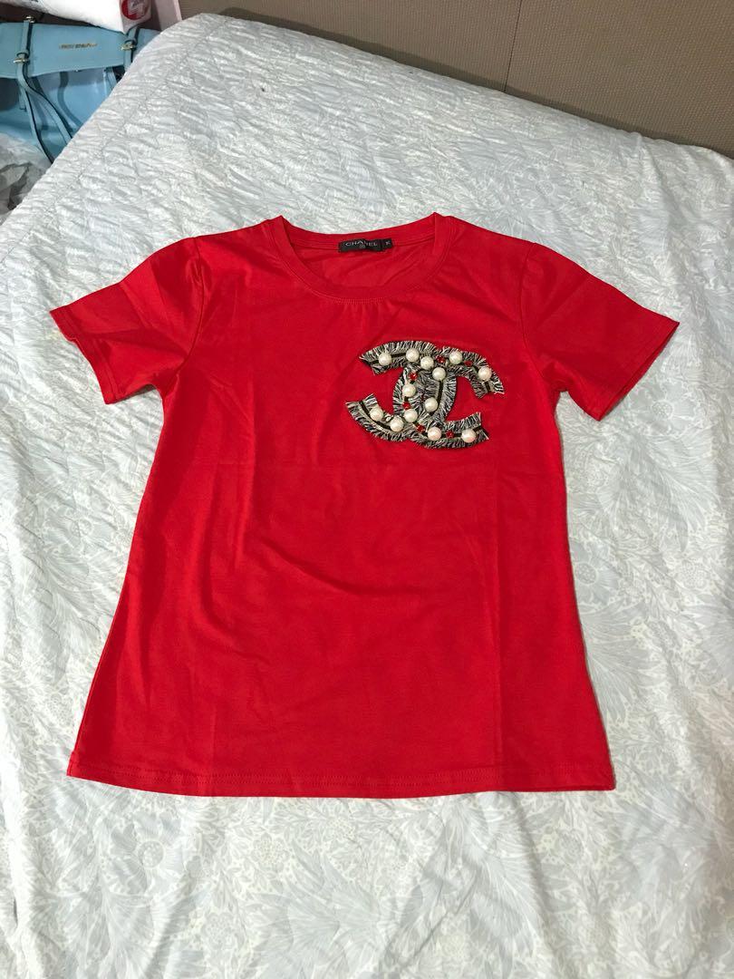 Chanel Red shirt, Women's Fashion, Tops 