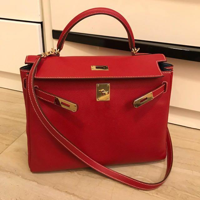 lung Silently climb Hermes Kelly 32 Rouge Cassaque, Women's Fashion, Bags & Wallets, Cross-body  Bags on Carousell