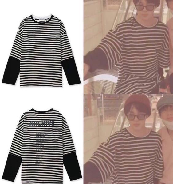 Jimin black and white striped shirt shop